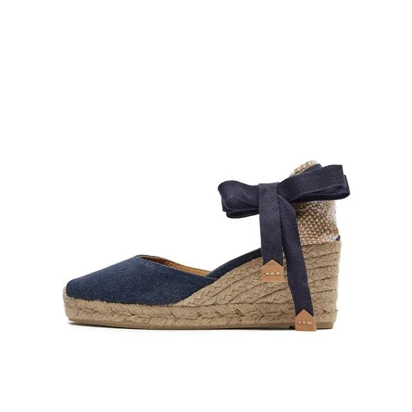 Castaner Carina Sandals Women 7.5 Blue Ankle Strap Wedge Heel Espadrille GAL2071 - Picture 7 of 10